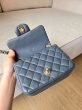 Load image into Gallery viewer, Chanel 18B Grey Classic Mini Caviar Square Champagne Gold