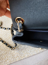Load image into Gallery viewer, Chanel 18B Grey Classic Mini Caviar Square Champagne Gold