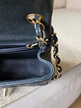 Load image into Gallery viewer, Chanel 18B Grey Classic Mini Caviar Square Champagne Gold