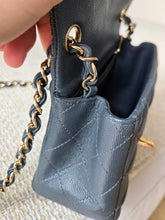 Load image into Gallery viewer, Chanel 18B Grey Classic Mini Caviar Square Champagne Gold