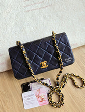 Load image into Gallery viewer, Chanel Mini Statement Flap Vtg Navy 24k Gold