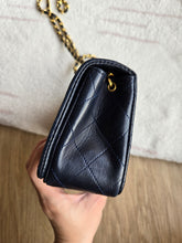 Load image into Gallery viewer, Chanel Mini Statement Flap Vtg Navy 24k Gold