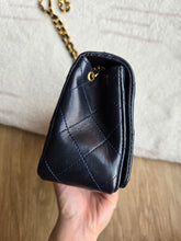 Load image into Gallery viewer, Chanel Mini Statement Flap Vtg Navy 24k Gold
