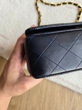 Load image into Gallery viewer, Chanel Mini Statement Flap Vtg Navy 24k Gold