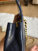 Load image into Gallery viewer, Chanel Mini Statement Flap Vtg Navy 24k Gold
