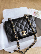 Load image into Gallery viewer, Chanel Mini Square Black Lambskin Champagne Gold Hardware