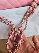 Load image into Gallery viewer, Chanel 22c Rose Sakura Pink Small Classic Flap Caviar Champagne Gold Hardware