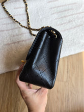 Load image into Gallery viewer, Chanel Mini Caviar Square Flap Black Caviar Vtg 24k Gold