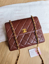 Load image into Gallery viewer, Chanel Chocolate Brown Caviar Small Square Flap 24k Gold