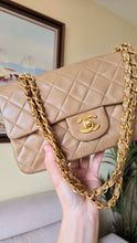 Load image into Gallery viewer, Chanel Mocha Dark Beige Small Classic Flap Vtg 24k Gold