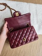 Load image into Gallery viewer, Chanel 15B Burgundy Caviar Classic Mini Rectangle Gold Hardware