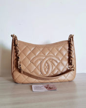 Load image into Gallery viewer, Chanel Jennie Hobo Dark Beige Caramel Caviar 24k Gold