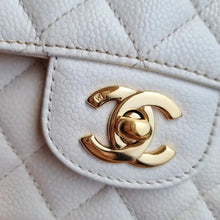 Load image into Gallery viewer, Chanel White Classic Medium Flap Caviar 24k Gold