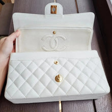Load image into Gallery viewer, Chanel White Classic Medium Flap Caviar 24k Gold