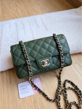 Load image into Gallery viewer, Chanel Forest Green Caviar Mini Rectangle Edge Stitching Silver Hardware