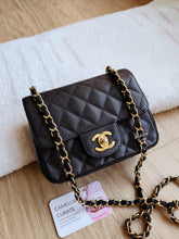 Load image into Gallery viewer, Chanel Mini Square Edge Stitching Black Caviar Gold Hw
