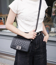 Load image into Gallery viewer, Chanel Boy Small Grey Caviar Gold Hw