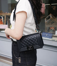 Load image into Gallery viewer, Chanel Boy Small Grey Caviar Gold Hw