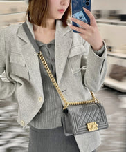 Load image into Gallery viewer, Chanel Boy Small Grey Caviar Gold Hw