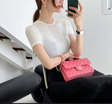 Load image into Gallery viewer, Chanel 17c Pink Watermelon Caviar Mini Rectangle Gold Hardware