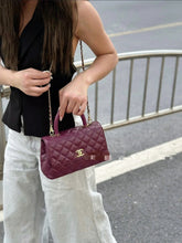 Load image into Gallery viewer, Chanel Burgundy Caviar Coco Handle Small Gold Hardware