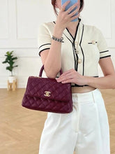 Load image into Gallery viewer, Burgundy Coco Handle Small Caviar Gold Hardware