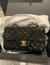 Load image into Gallery viewer, Chanel Mini Rectangular Black Patent Edge Stitching Gold Hardware