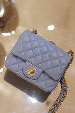 Load image into Gallery viewer, Chanel 21p Baby Blue Classic Mini Square Champagne Gold Hw