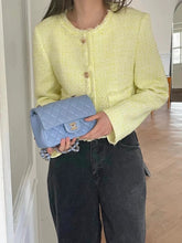 Load image into Gallery viewer, Chanel 21p Baby Blue Classic Mini Square Champagne Gold Hw