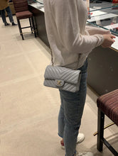 Load image into Gallery viewer, Chanel Sage Green Classic Mini Rectangle Caviar Chevron Silver Hw