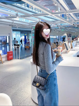 Load image into Gallery viewer, Chanel 18B Grey Classic Mini Caviar Square Champagne Gold