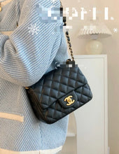 Load image into Gallery viewer, Chanel 18B Grey Caviar Classic Mini Square Gold Hw