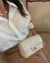 Load image into Gallery viewer, Chanel 18B Ivory Caviar Chevron Mini Rectangle Gold Hw