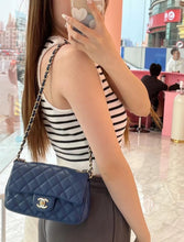 Load image into Gallery viewer, Chanel 17B Navy Blue Caviar Mini Rectangle Gold Hw