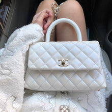 Load image into Gallery viewer, Chanel Pearlescent Ivory Coco Handle Caviar Small Champagne Gold Hardware