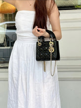 Load image into Gallery viewer, Lady Dior Mini Black Patent Gold Hardware