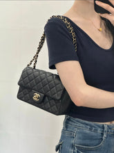 Load image into Gallery viewer, Chanel 17c Mini Rectangle Black Caviar Champagne Gold Hw