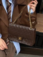 Load image into Gallery viewer, Chanel Chocolate Brown Vintage Straight Flap Bijoux Chain 24k Gold