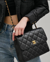 Load image into Gallery viewer, Chanel Square Flap Vintage Black Caviar 24k Gold