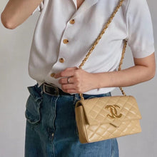 Load image into Gallery viewer, Chanel Vintage Mini Rectangular Dark Beige Big CC 24k Gold