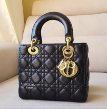 Load image into Gallery viewer, My Lady Dior Small Black Lambskin Gold Hardware