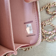 Load image into Gallery viewer, Chanel 22c Pink Caviar WOC Mini Cardholder Light Gold Hardware