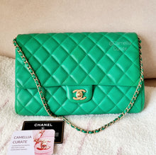 Load image into Gallery viewer, Chanel Clutch with Chain Kelly Green Lambskin Gold HW