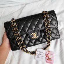 Load image into Gallery viewer, Chanel Vintage Small Classic Flap Black Caviar 24k Gold HW
