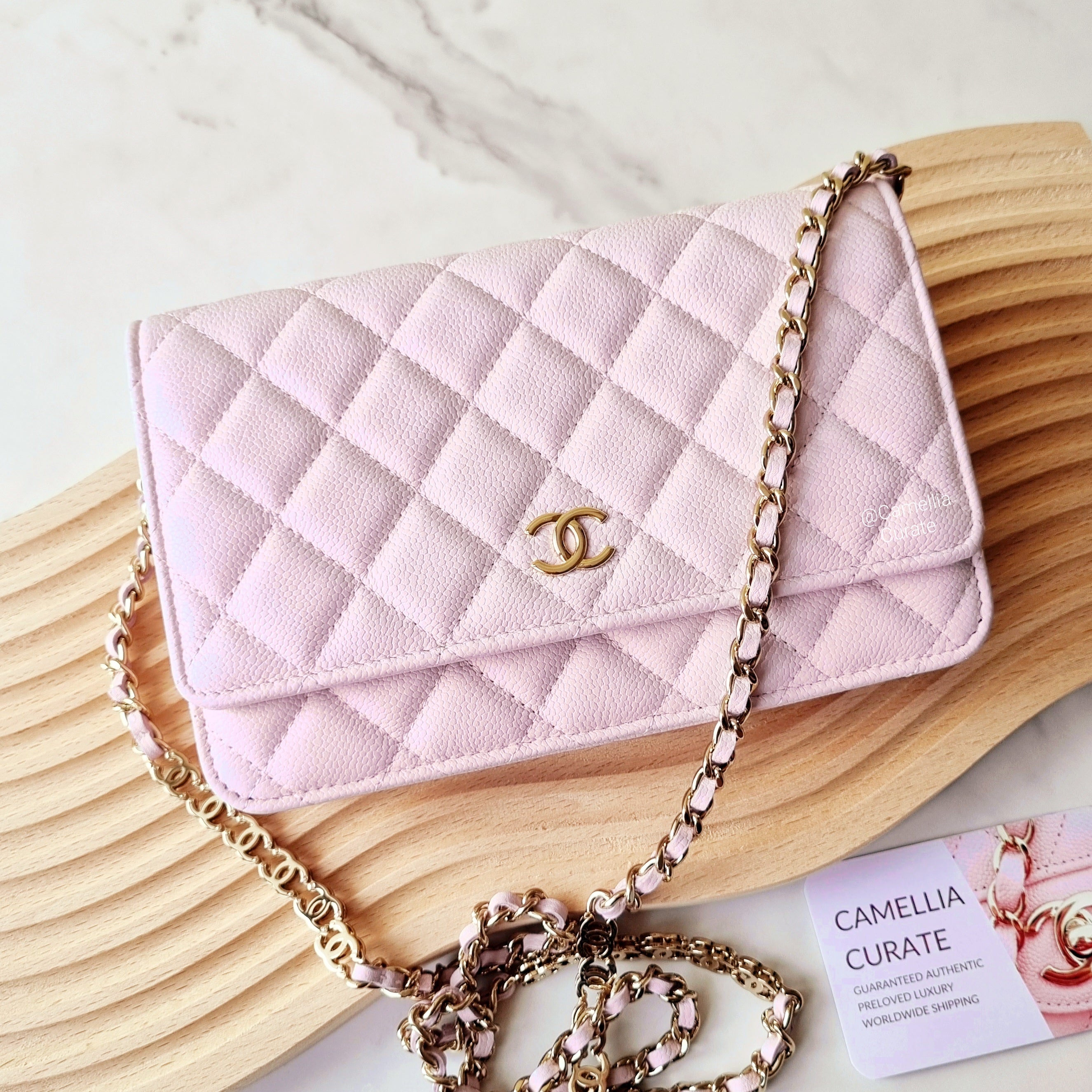 Chanel 22P Small Compact Wallet, Caviar, Pink GHW - Laulay Luxury