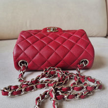 Load image into Gallery viewer, Chanel 17b Mini Caviar Square Dark Raspberry Red Silver HW