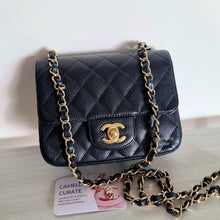 Load image into Gallery viewer, Chanel Mini Square Caviar Black with Gold HW