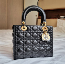 Load image into Gallery viewer, Lady Dior Classic Medium Black Lambskin Gold HW