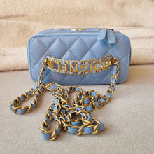 Load image into Gallery viewer, Chanel 22s Vanity Caviar Sky Blue Gold Hardware