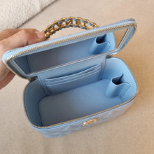 Load image into Gallery viewer, Chanel 22s Vanity Caviar Sky Blue Gold Hardware